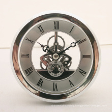 Silver Skeleton Metal Insert Clock Fashion Time Diamond Skeleton Insert Clock